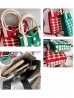 Large Capacity Super Soft Houndstooth Patterned Knitted Cellphone Bag W Strap (Heart Button Closure)